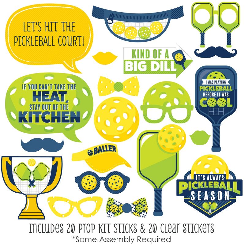 Big Dot of Happiness Let’s Rally - Pickleball - Birthday or Retirement Party Photo Booth Props Kit - 20 Count, 2 of 7