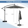 Costway 10 FT Solar Offset Hanging Umbrella with 96 Solar Multi-colored Flowing LED Lights Beige/Coffee/Gray/Navy/Red/Turquoise - 3 of 4