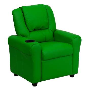 Flash Furniture Contemporary Green Vinyl Kids Recliner with Cup Holder and Headrest