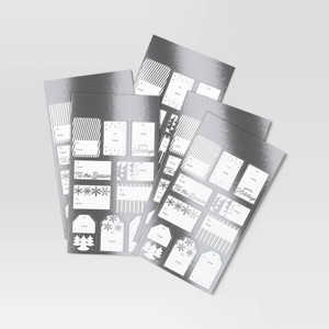 50ct Christmas Peel and Stick Gift Tags Silver/White - Wondershop™ - 1 of 3
