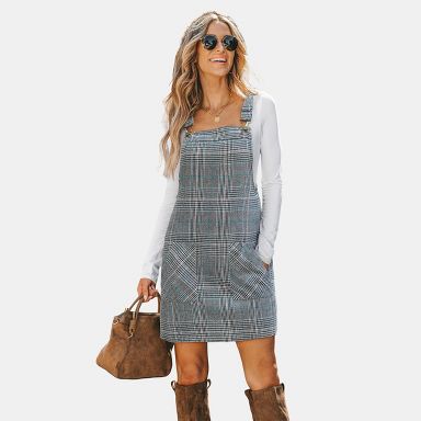 Cupshe Weekend Edit Plaid Mini Dress - Blue - S