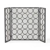 VYNXARIA Modern Three Panel Iron Firescreen, charming circular pattern,Black Silver - 3 of 4