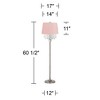 360 Lighting Crystals Traditional 60 1/2" Tall Standing Floor Lamp Foot Switch Silver Metal Satin Steel Finish Bedroom Drum Mapo Bubblegum Pink Shade - 4 of 4