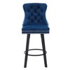 TOAOTBNBO Upholstered Swivel Bar Stools with Metal Pull Ring, Tall Bar Chairs with Large Backrest, Velvet Barstools for Kitchen Island - 4 of 4