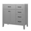 Vynxaria 36" Bathroom Vanities Gray Vanity Hutch with Triple Drawers & Door Rack 35.7"H - 3 of 4