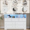 Dresser for Bedroom , 7 Drawer Wooden LED Dresser with 2 Open Storage Cubbies, Wide Chest of Drawer for Living Room, Closet, Kids Room - 4 of 4