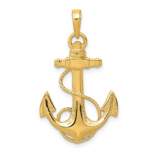 Black Bow Jewelry 14k Yellow Gold Admiralty Anchor with Rope Pendant - 1 of 4