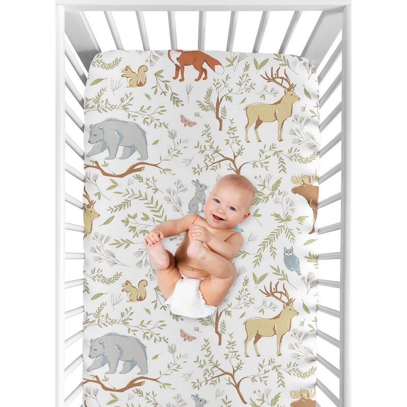 Sweet Jojo Designs Fitted Crib Sheet - Woodland Toile - Animal Print, 5 of 8