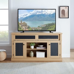 NicBex TV Stand Embossed Pattern TV Stand with Open and Closed Storage Media Console with Sliding Door for Living Room - 1 of 4