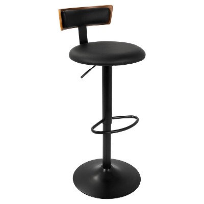 Weller Contemporary Barstool with Black Frame Walnut Wood/Black - Lumisource