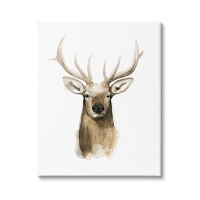 Stupell Industries Deer Portrait Watercolor Canvas Wall Art