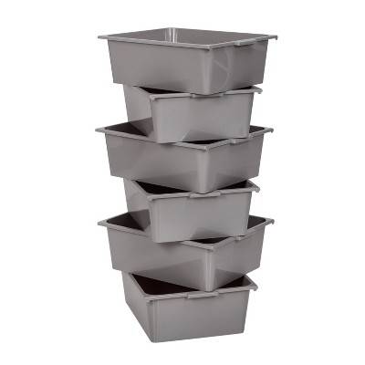 Gray and White 6-Bin Rolling Storage Cart