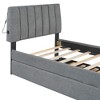 Kumasinova Twin/Full/Queen Bed Frame with Trundle,Soft Teddy Fleece Upholstered Platform Bed Frame with Headboard,450lbs/250lbs Max for Bed&Trundle - 4 of 4