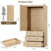 Armoire Wardrobe Closet with 3 Drawers & 2 Doors, Tall Standing Wooden Cabinet, Heavy Duty Bedroom Armoire for Hanging Clothes - 2 of 4