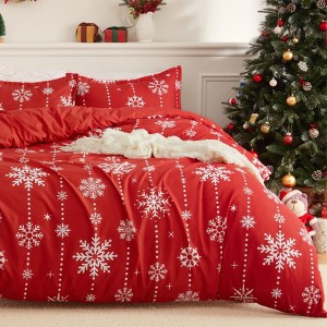 Garvee Christmas Duvet Cover Queen Size, 3 Piece Snowflake Printed Christmas Holiday Bedding Set, Includes 1 Duvet Cover and 2 Pillow Shams - 1 of 4