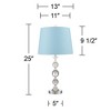 360 Lighting Solange Modern Table Lamps 25" High Set of 2 Stacked Glass Crystal Ball Silver Blue Hardback Drum Shade for Living Room Nightstand Office - 4 of 4