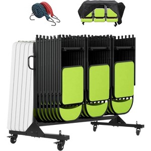 Folding Chair Rack on Wheels,Heavy Duty Metal Folding Chair Storage Cart Dolly, Holds Up to 42 Chairs or 6 Tables, 265 Lbs Capacity, Black - 1 of 4