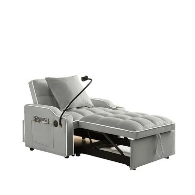 35.8 In. 3-in-1 Sofa Bed, Convertible Sleeper Chair Sofa Bed Gray