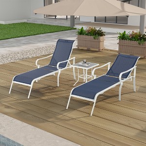 3 Pack Patio Lounge Chair, Outdoor Chaise Lounge with 5 Adjustable Backrest, Sunbathing Recliner, Beach Chair, Tanning Chair - 1 of 4