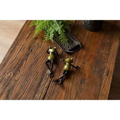 Whimsical Green and Brown Polyresin Frog Figurines Set