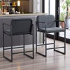 Mshliw Set of 2 Modern Upholstered Counter Height Bar Stools with Armrests, Fabric Padded Seat & Sturdy Metal Frame, Comfortable Dining Chairs - 3 of 4
