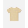 Deux par Deux Girl Crinkle Top with Applique Pale Yellow and White - 3 of 4
