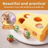 Cheese Shape Cat Toy with Track Balls and Spring Teaser – Interactive Felt Puzzle Box for Indoor Cats Anti-Slip Suction Base (Yellow) - 3 of 4