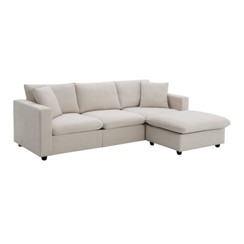 NicBex Modern L Shape Sectional Sofa Polyester Fabric Couch with 2 Pillows and Ottoman for Living Room - image 1 of 4