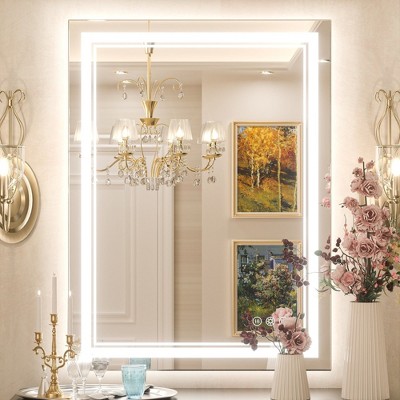 Keonjinn LED Bathroom Vanity Mirror, Front Light & Backlit, 3 Color Temperatures, Anti Fog, Double Lights Strips