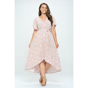 WEST K Womens Georgia Plus Size Flutter Sleeve High Low Hem Dress - 1 of 4