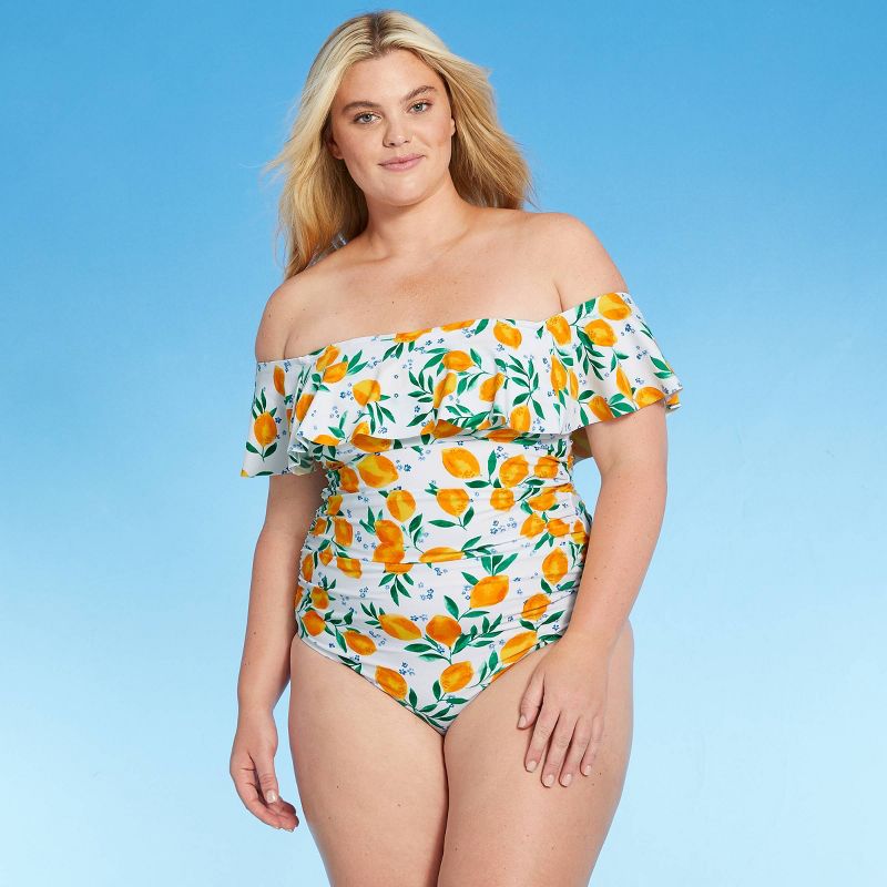 Women's Off the Shoulder High Coverage One Piece Swimsuit - Kona Sol™, 1 of 5