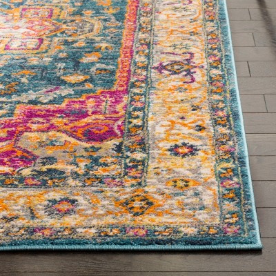 Blue Multicolor Synthetic 5' x 7' Reversible Area Rug