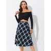 INSPIRE CHIC Women's Tartan Plaid High Waist Belted Vintage A-Line Midi Skirt - 2 of 4