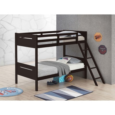 NicBex Twin Over Twin Bunk Bed with Safety Guardrails,Loft Bed with Built-in Ladder for Bedroom,Convertible Bunkbeds,Black/Brown/White/Gray