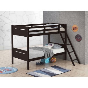 NicBex Twin Over Twin Bunk Bed with Safety Guardrails,Loft Bed with Built-in Ladder for Bedroom,Convertible Bunkbeds,Black/Brown/White/Gray - 1 of 4