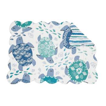 C&F Home Turtle Bay Quilted Reversible Blue Coastal Placemat Set of 6