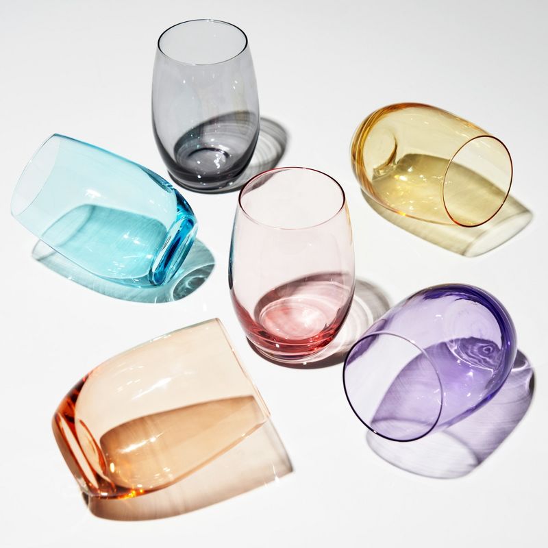 True Vino Decorative Drinking Glasses Wine Tumblers, Wine Glasses Colorful, Stemless Wine Glasses Set of 6, 18.5oz Multicolor, 2 of 8