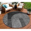 Charcoal Gray And Silver Geometric Washable Indoor Outdoor Area Rug - 2 of 4