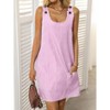 Coolmee Womens Summer Dress U Neck Sleeveless Striped Mini Tank Dress with Pocket Casual Loose Sundres - 3 of 4