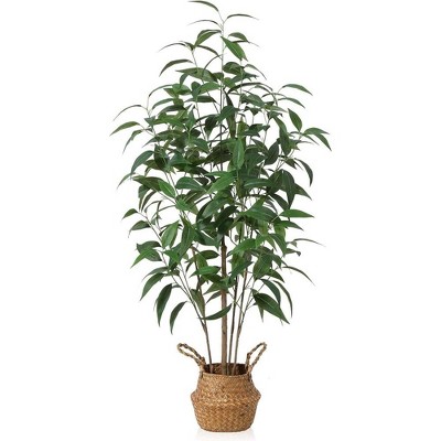 DR.Planzen Artificial Eucalyptus Tree, 4Ft Potted Faux Plants for Indoor Livingroom and Home Decor