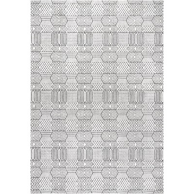 Nuloom Stacey Textured Modern Geometric Indoor and Outdoor Patio Area Rug Size 6' 7" x 9' in Color Gray