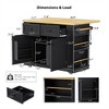 OUTSUPPLY Large Kitchen Island with Power Outlet, Drop Leaf, 5 Wheels, Internal Storage Racks, 2 Drawers & Open Shelves - 2 of 4