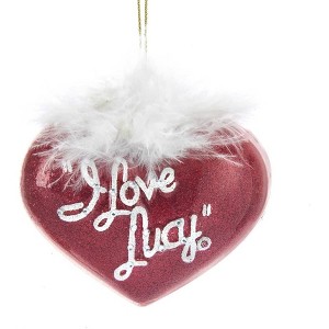 Kurt Adler Glass Ornament for Christmas Tree, I Love Lucy Heart w/ Feather Boa - 1 of 1