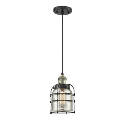 Bell Cage - 1 Light Cord Hung Mini Pendant In Traditional Style-9 Inches Tall and 6 Inches Wide