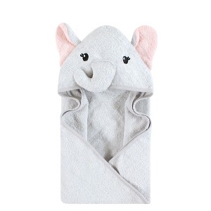 Hudson Baby Unisex Baby Cotton Animal Face Hooded Towel, Dreamy Elephant Girl, One Size - 1 of 2