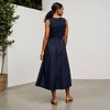 Anna-Kaci Women's Sleeveless Crew Neck Fit and Flare Midi Dress with Gathered Waist and Pockets - 3 of 4
