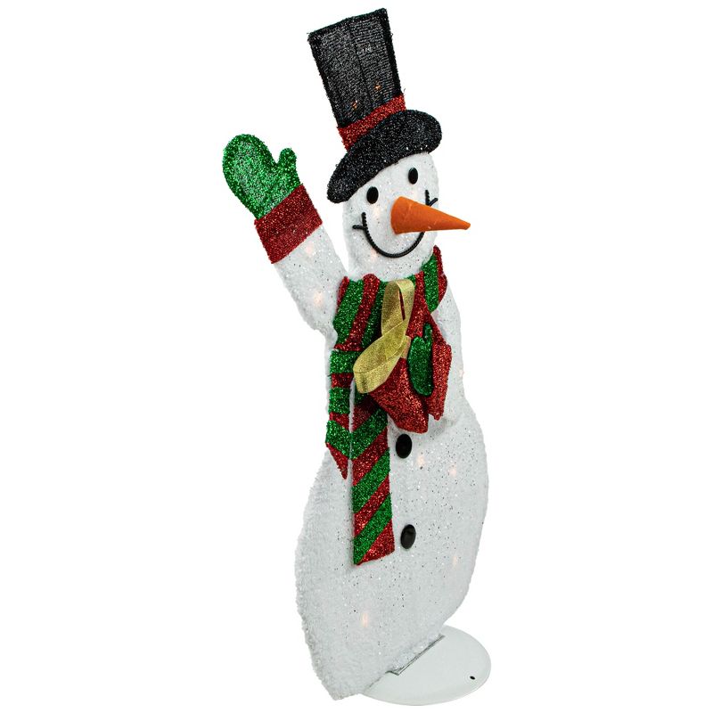 Northlight 32" Lighted Waving Snowman in Striped Scarf Outdoor Christmas Decor, 3 of 8
