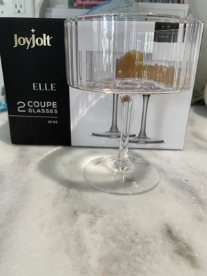 JoyJolt Elle Fluted Cylinder Martini Coupe Glass - 10 oz Ribbed Cocktail  Glasses - Set of 2