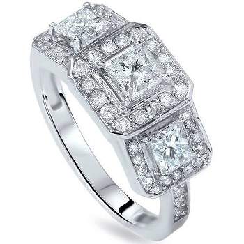 Pompeii3 1 3/8ct Princess Cut Diamond 3-Stone Ring 14K White Gold