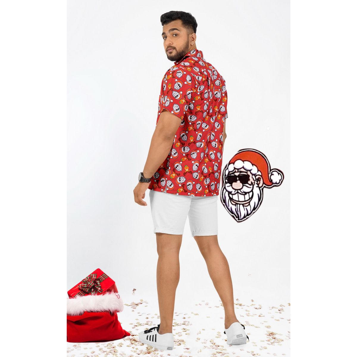 HAPPY BAY Mens Hawaiian Shirts Short Sleeve Button Down Shirt Men's Christmas Tree Shirts Casual Vacation Shirt for Men Funny 3XL Red - thumbnail 2